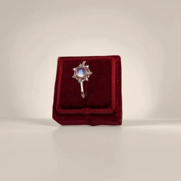 New Natural Moonstone Open Ring for Women Shiny Crystal Rose Gold Gift