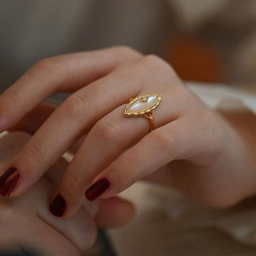 Starry Eye:Pearl shell Inlay Open Ring Vintage Style,Mother's Day gifts, Anniversary gifts