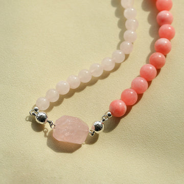Zodiac Crystal Necklace Peach Pink Stackable Trendy