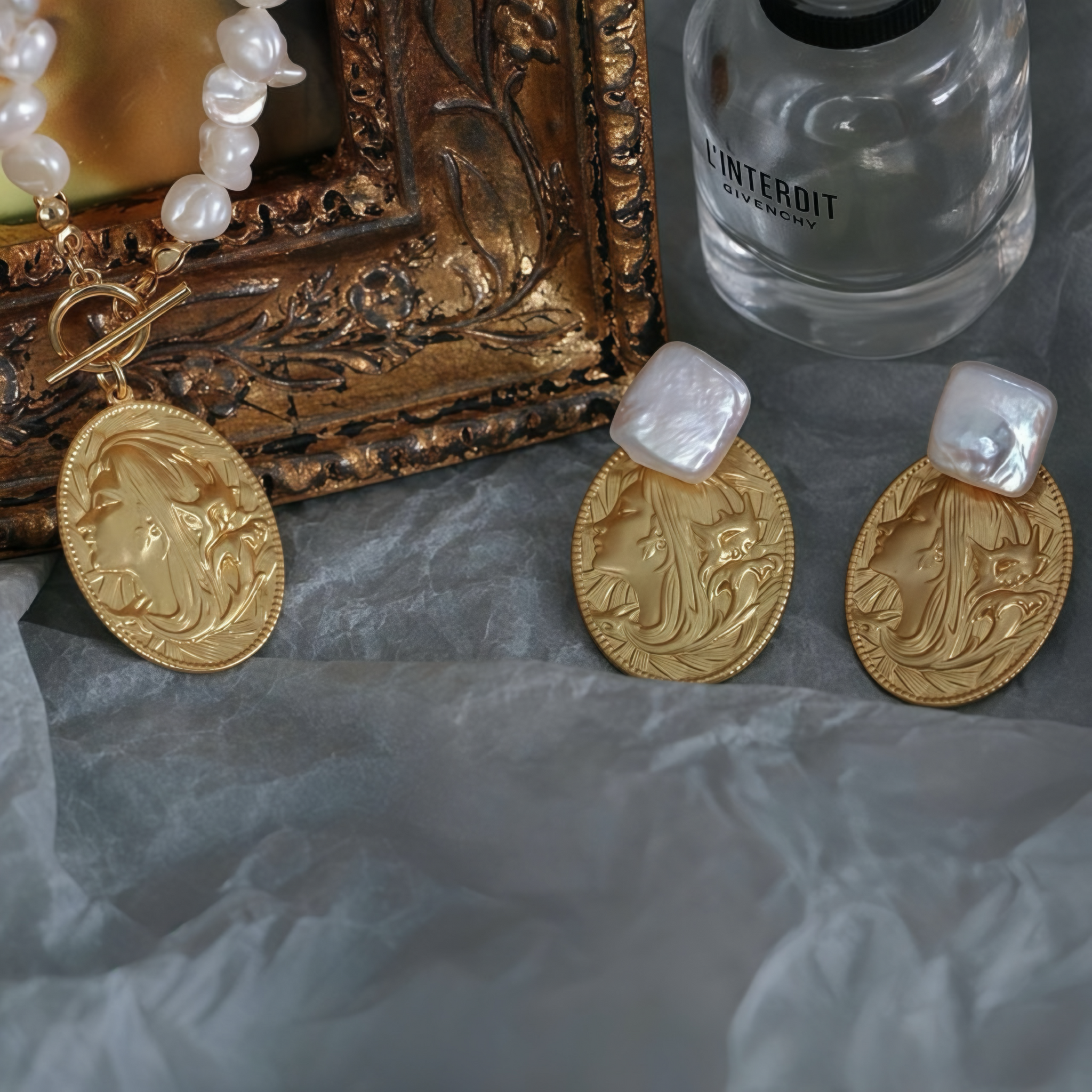 Vintage Baroque Pearl Goddess Pendant Necklace