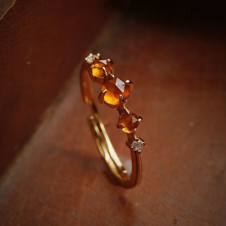 Enchanting Sun: Vintage Pomegranate Stone Ring for Women Gift