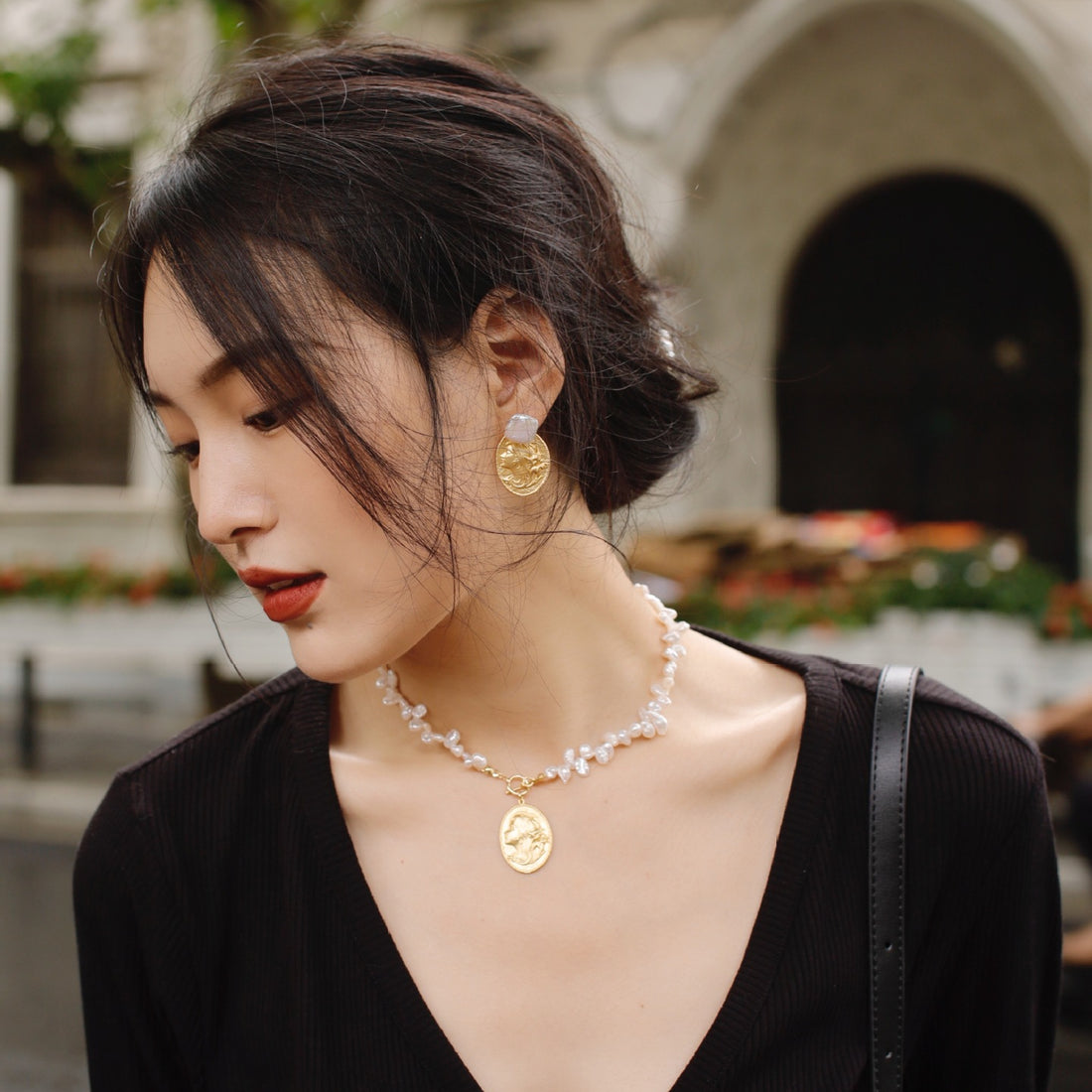 Vintage Baroque Pearl Goddess Pendant Necklace