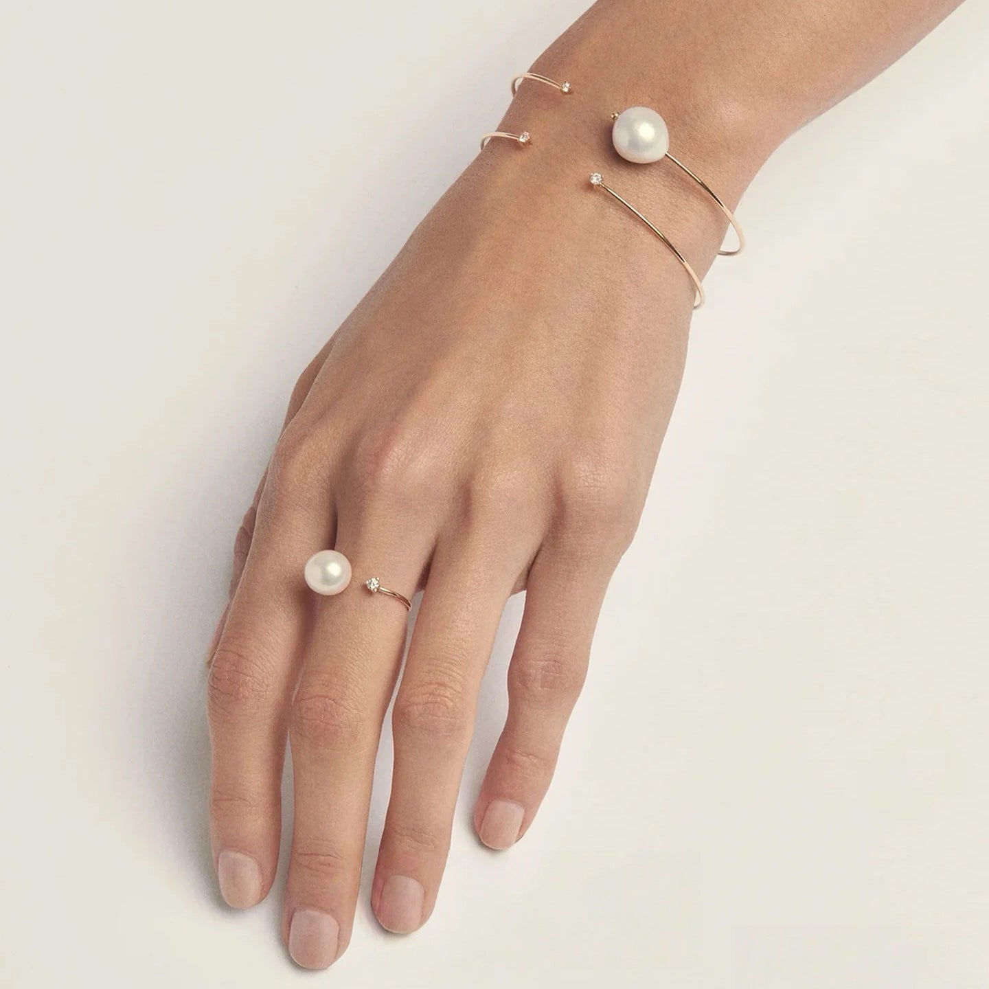 S925 Silver Pearl Single Diamond Ring for Women Minimalist Chic Adjustable