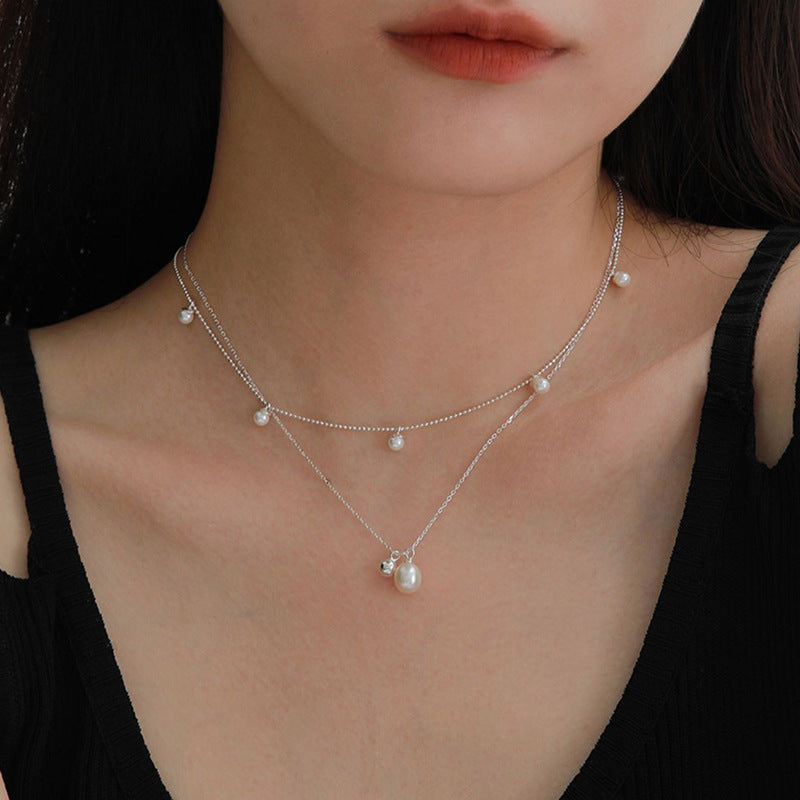 Silver Baroque Pearl Choker Starry Necklace