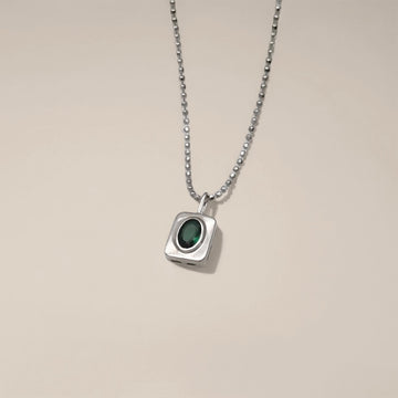 Green Square Pendant Necklace
